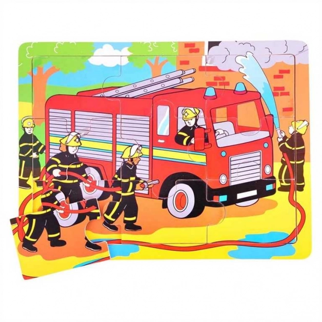 Puzzle din lemn Pompieri de la Bigjigs Toys