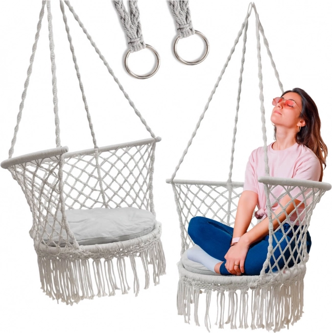Leagăn de grădină cuib cu spătar gri 80 cm 150 kg