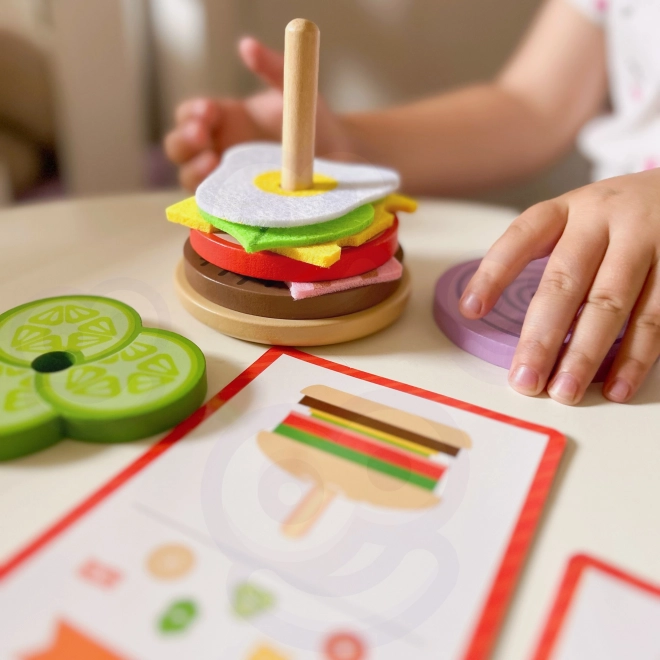 Burger din lemn pentru copii 15 piese WOOPIE GREEN