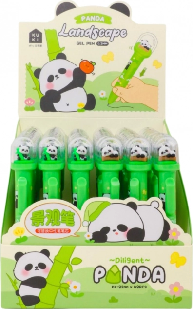 Stilou cu gel cu Panda în dome, cerneală albastră 0,5 mm