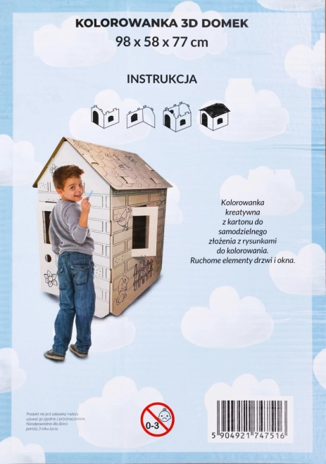 Casă XXL 3D pentru colorat copii – Cu căluți