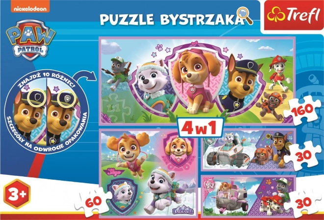 Puzzle compară diferențele Patrula Cățelușilor 4 în 1