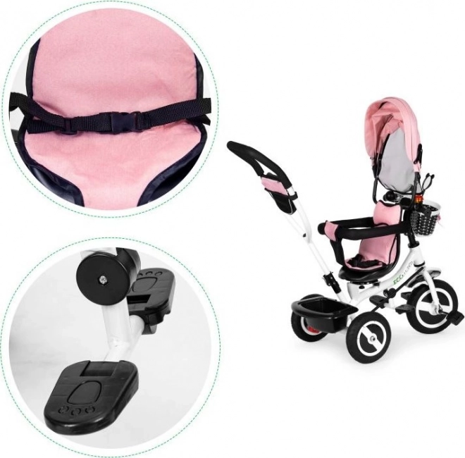 Tricicletă cu copertină rotativă și roți cauciucate ECOTOYS