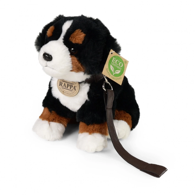 Cățeluș Bernese Mountain Dog șezând cu lesă și sunet 20 cm eco-friendly