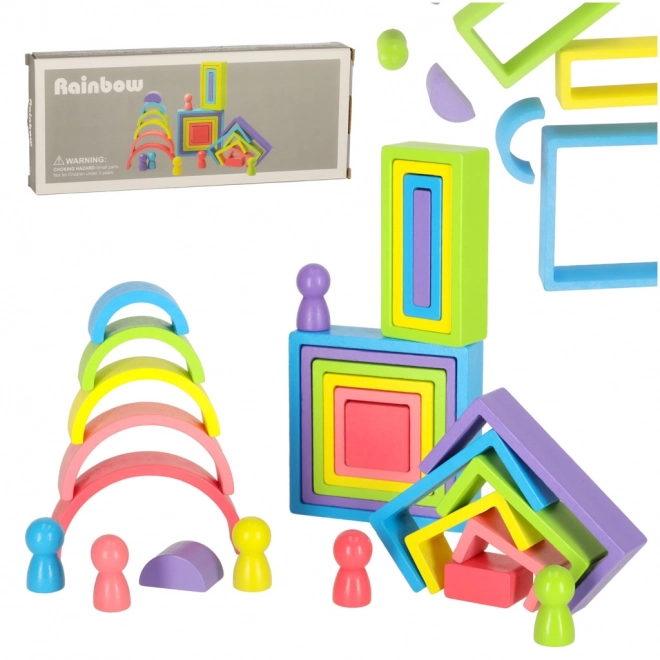 Puzzle educative din lemn Rainbow Montessori