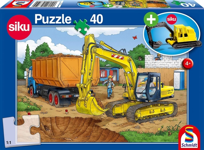 Puzzle Schmidt cu excavator și model SIKU