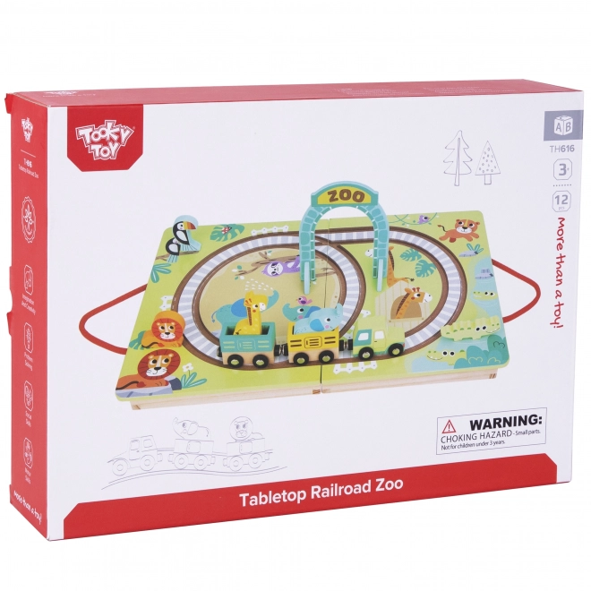 Tren de lemn cu tematică zoo de la Tooky Toy