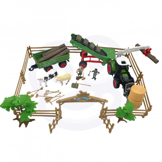 Set de utilaje agricole cu tractor Woopie