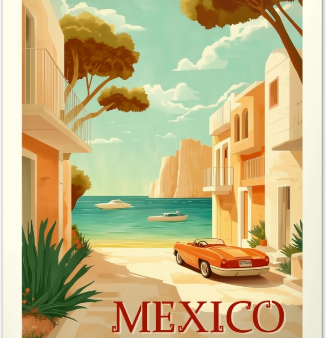 Calendar de perete Afișe vintage Paradisuri tropicale 2026