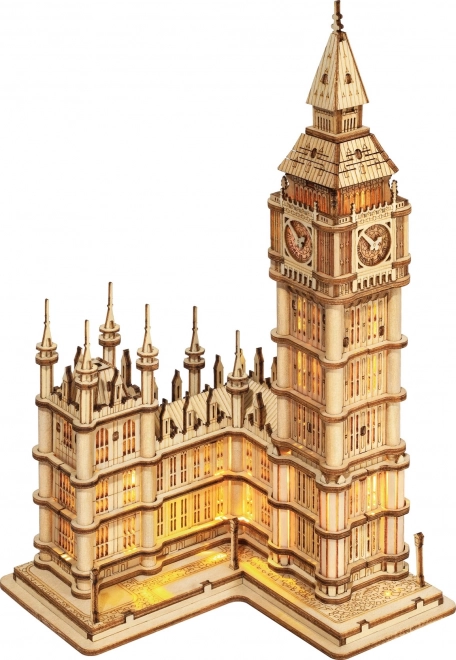 Puzzle 3D din lemn turn cu ceas Big Ben luminos