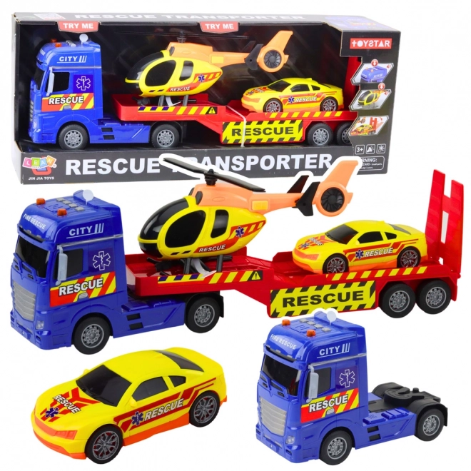 Set de salvare cu elicopter și mașini