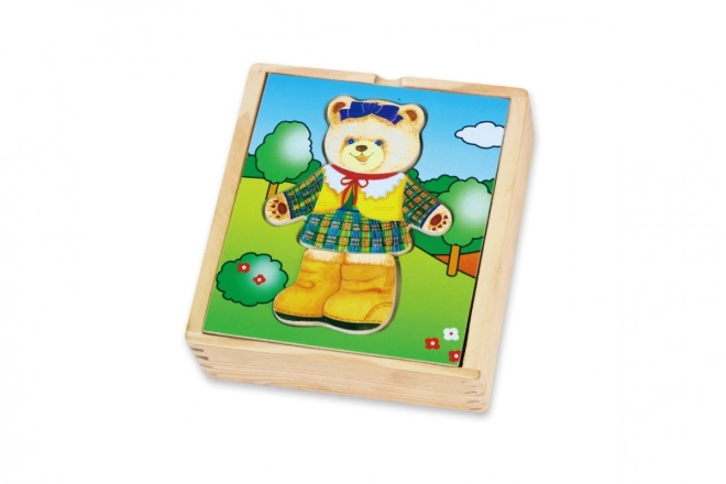 Puzzle din lemn cu ursuleț drăguț pentru fete VIGA