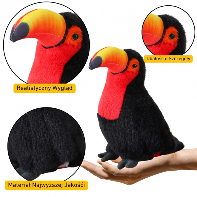 Tucan din pluș roșu 35 cm