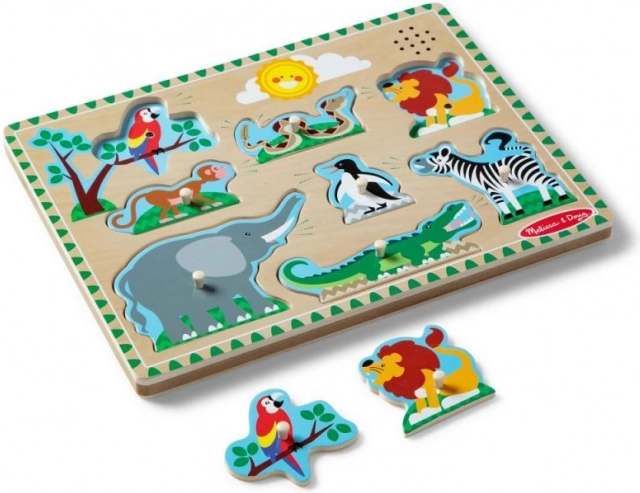 Melissa & Doug puzzle din lemn cu sunete