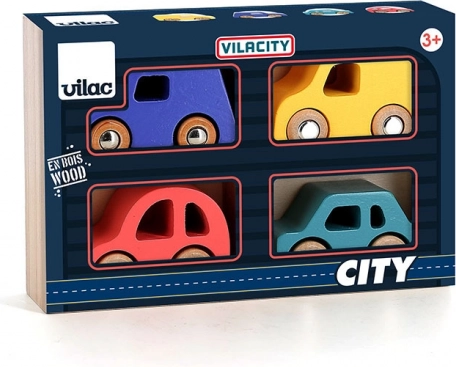 Set de 4 Mașinuțe din Lemn City de la Vilacity