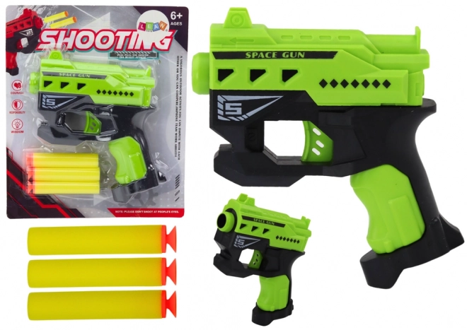 Mini pistol cu săgeți din spumă cu ventuze verde