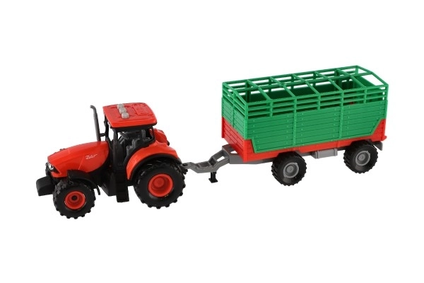 Tractor Zetor cu remorcă din plastic 36cm cu inerție pe baterii cu lumină și sunet