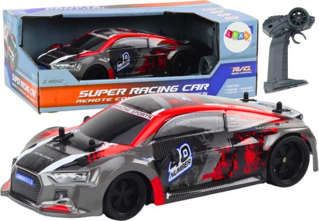 Mașină RC cu telecomandă 1:18 roți de drift din cauciuc roșu