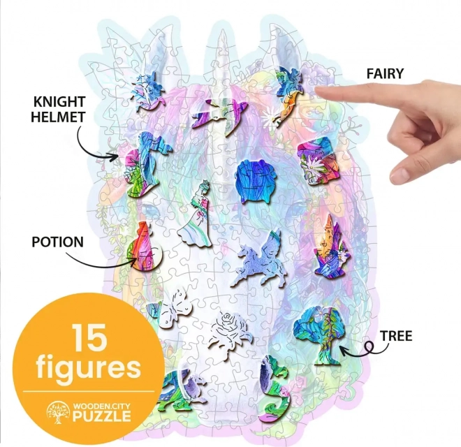 Puzzle din lemn unicorn stilat