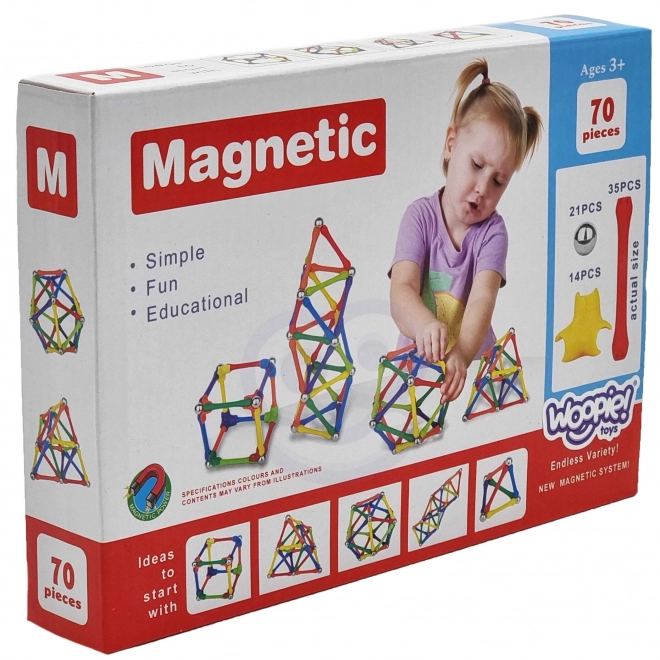 Set de construcție magnetică Woopie 70 de piese