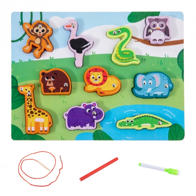 Puzzle de lemn cu magneți pentru animale
