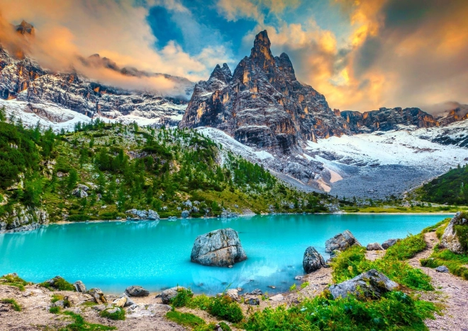Puzzle Lacul Sorapis, Dolomiți, Italia 1000 piese