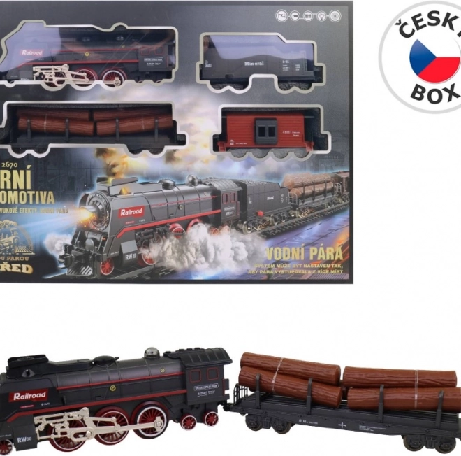 Set tren cu efect de abur pe baterii
