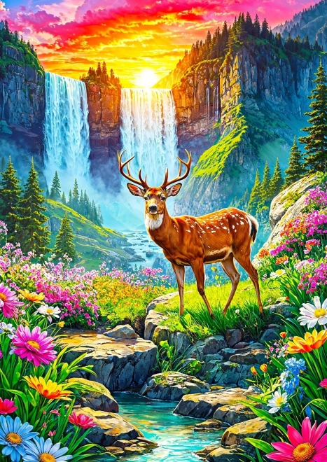 Bucurați-vă de puzzle-ul Paradisul cerbilor 1000 de piese