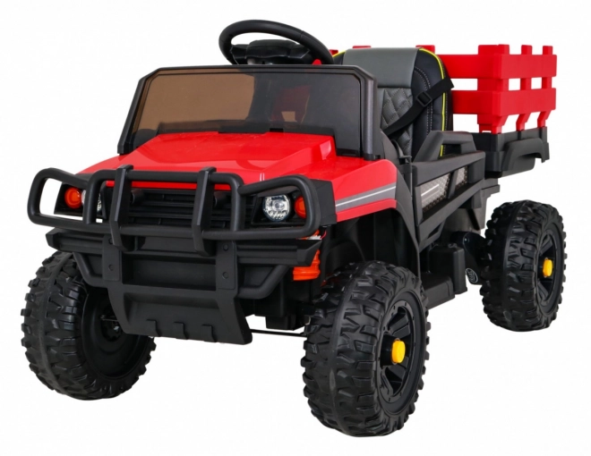 Pick-up agricol pentru copii roșu + telecomandă + remorcă bagaje + lopată + EVA + MP3 LED