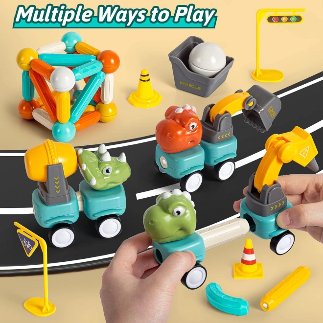 Set de construcție magnetic Dinozauri Woopie 84 piese