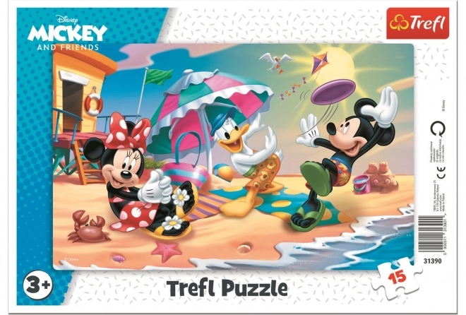 Puzzle Mickey și Minnie: Distracție pe plajă