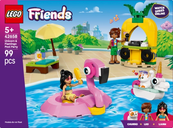 Lego Friends Distracție la piscină cu unicorn și flamingo