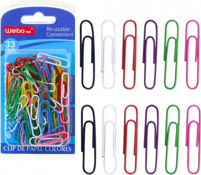 Set de agrafe colorate pentru birou, 33 mm, 90 bucăți