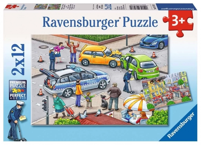 Puzzle Ravensburger cu lumină albastră pe drumuri 2x12 piese