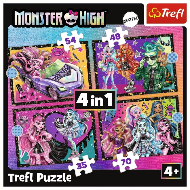 Puzzle Trefl Monster High: Zi electrizant 4 în 1