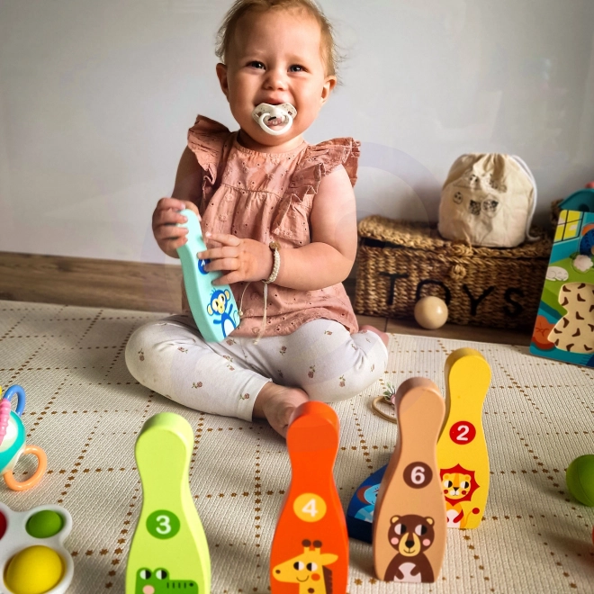 Set de bowling din lemn pentru copii Tooky Toy