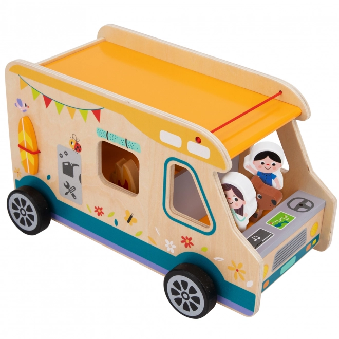 Camper de lemn cu accesorii Tooky Toy