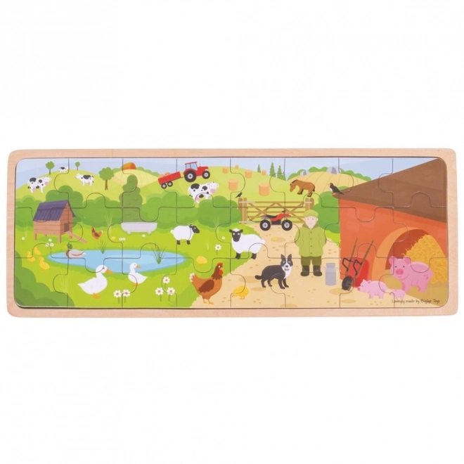 Puzzle din lemn La fermă Bigjigs Toys