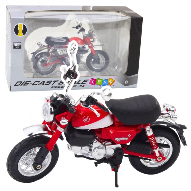 Motocicletă clasică retro din metal roșie 1:12