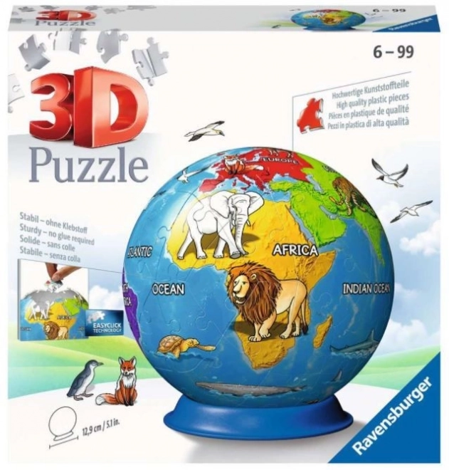 Puzzle 3D Glob pentru copii 72 piese