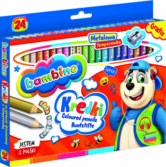 Creioane color BAMBINO 24 de culori cu ascuțitoare