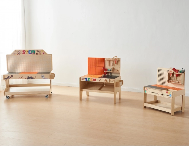Atelier din lemn XXL Montessori STEM cu unelte MASTERKIDZ