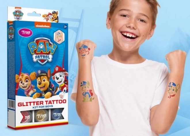 Set tatuaje cu sclipici Paw Patrol pentru băieți