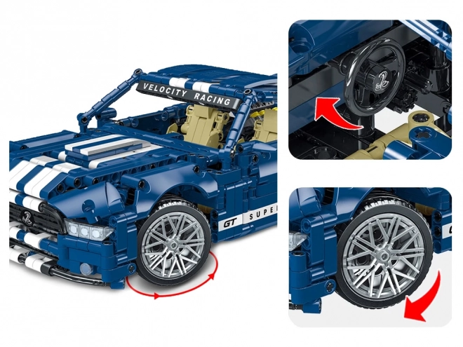 Set 1428 piese mașină sport Gt Racing