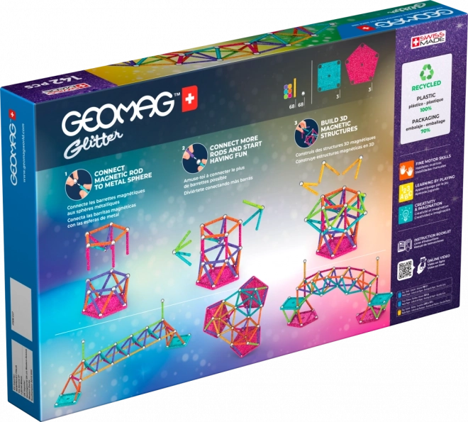 Construcție Magnetică Geomag Glitter 142 Piese