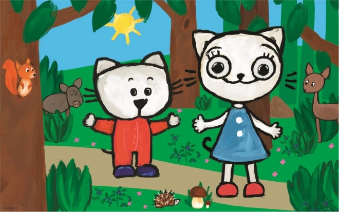 Puzzle Kicia Kocia Kittykit în pădure 15 piese