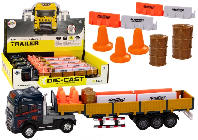 Camion albastru cu remorcă TIR 1:24 sunete și accesorii