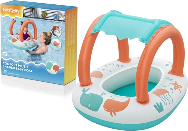 Bestway barcă gonflabilă pentru copii cu copertină detașabilă comfort plush