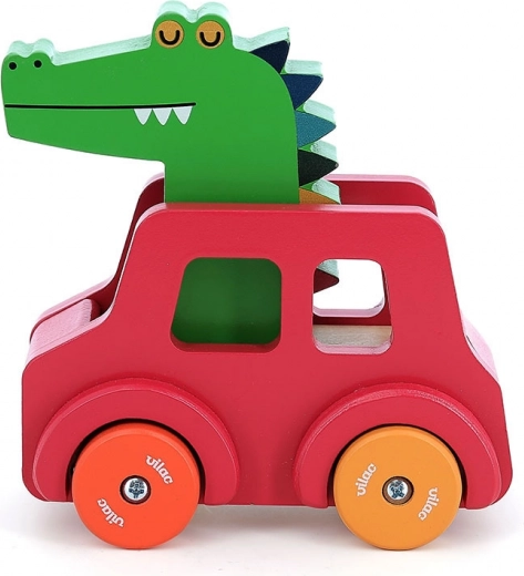 Vilac Mașinuță din lemn cu claxon Crocodil