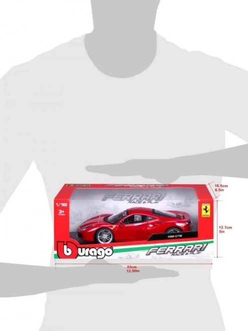 Model de mașină Ferrari 488 GTB roșu la scara 1:18